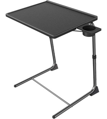 Adjustable TV Tray Table - TV Dinner Tray on Bed & Sofa, Comfortable Folding Table with 6 Height & 3 Tilt Angle Adjustments (Black)