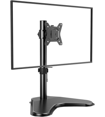 Single Monitor Stand, Free Standing Monitor Desk Stand for 13 to 32" Computer, Height Adjustable Monitor Mount Full Motion Swivel VESA 75x75mm/100x100mm Heavy Duty Steel Base up to 17.6 lbs