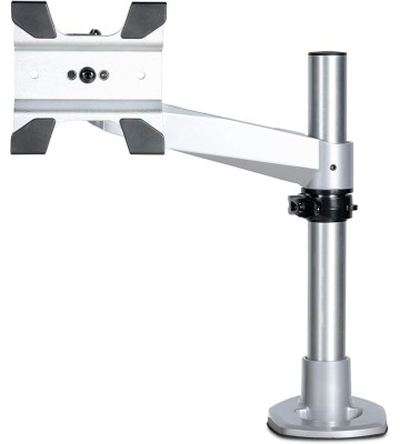 Desk Mount Monitor Arm - VESA or Apple iMac/Thunderbolt Display up to 14kg - Articulating Height Adjustable Single Desktop Monitor Pole Mount - Clamp/Grommet - Silver