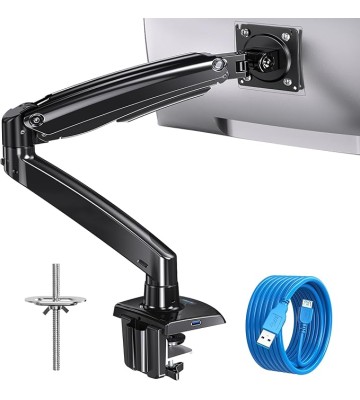 Ultrawide Monitor Arm for Max 35 inch Screens, Aviation-Grade Aluminum Heavy Duty Monitor Arm Holds 26.4lbs Computer Monitor, Adjustable Gas Springs Monitor Mount, VESA 75/100mm