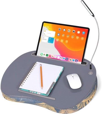 Lap Desk with Pillow Cushion | USB Light and Tablet Slot | Fits Laptops Up to 15" | Tablets Up to 9.6" | Tropical Grey Pattern | Laptop and Writing Lap Desk | Laptop Stand Accessories