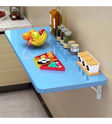 Wall Mounted Folding Table, Laundry Folding Table, Floating Folding Computer Desk, Wall Desk Fold Down Space Saving , Card Tables for Laundry Room, Kitchen, Small Space ( Color : Blue , Size : 50x30cm