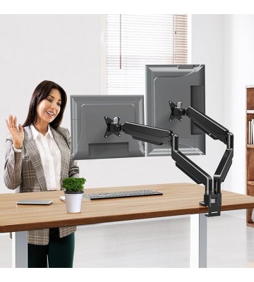 Dual Monitor Stand Fits Max 42 Inch Computer Screen, Heavy Duty Premium Monitor Mount for 2 Monitors, Each Arm Holds up to 33lbs, Ultrawide 2 Monitor Desk Mount, VESA Mount 75x75mm/100x100mm