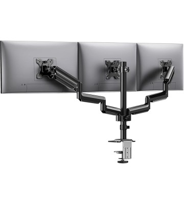 Triple Monitor Mount for 13-27 inch Computer Screens, Triple Monitor Stand with Gas Springcore Arm Holds 17.6lbs, 3 Monitor Stand Desk Mount with Tilt, Swivel, Rotation, VESA 75x75, 100x100mm