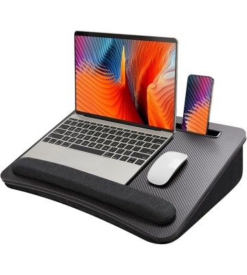 Lap Laptop Desk - Portable Lap Desk with Cushion, Fits up to 17 inch Laptop, with Anti-Slip Strip & Storage Function for Home Office Students Use as Computer Laptop Stand - Black, HNLD28B