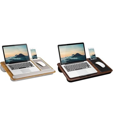 LAPGEAR Home Office Pro Lap Desk with Wrist Rest, Mouse Pad, and Phone Holder & Home Office Lap Desk with Device Ledge, Mouse Pad, and Phone Holder