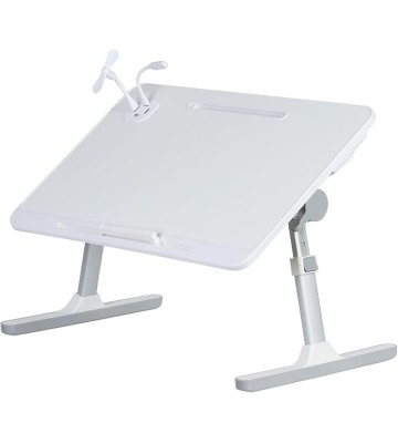 Laptop Bed Tray Table, Height Angle Adjustable Laptop Bed Stand, Portable Laps Desk with Foldable Legs Foldable Laps Tablet Table for Sofa Couch White