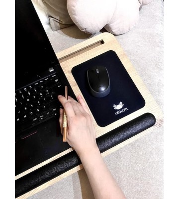 Supply Safir Laptop Stand with Cushion, Lap Desk with Mouse Pad, Laptop Tray Pillow, Bed Tray with Phone Compartments, Wrist Supported, Freelancer Gift