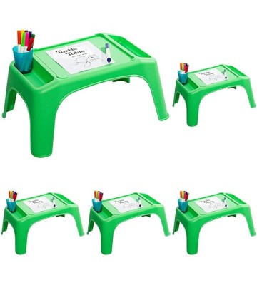 Turtle Table Kids Activity Lap Desk Tray with Storage Wells for Snacks, Play, Classroom and Sensory Toys - Green - Style No. 20101 (Pack of 5)