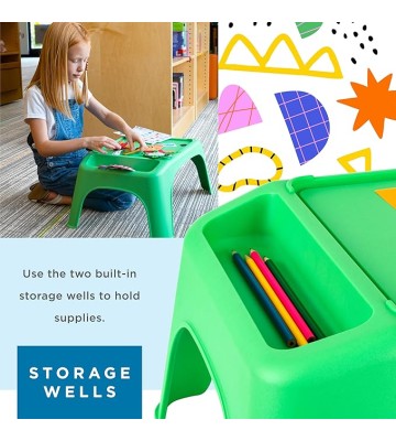 Turtle Table Kids Activity Lap Desk Tray with Storage Wells for Snacks, Play, Classroom and Sensory Toys - Green - Style No. 20101 (Pack of 5)